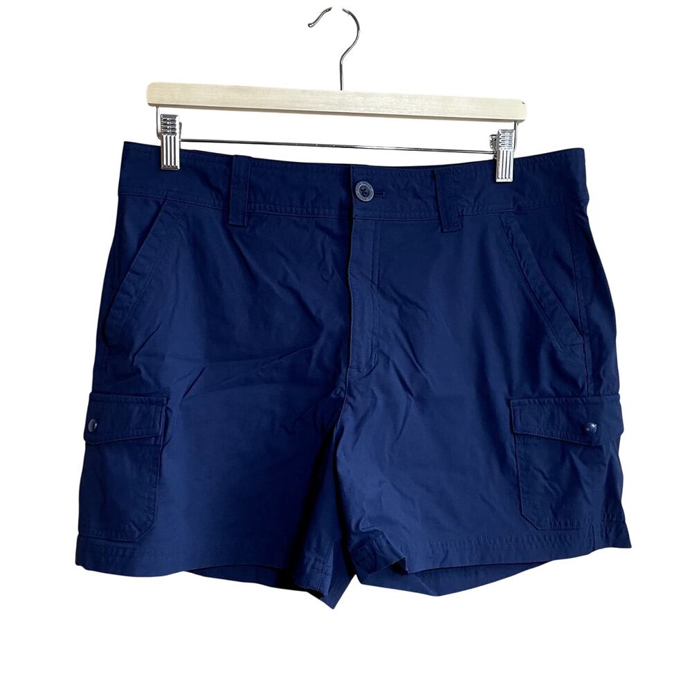 Eddie Bauer navy blue summer shorts women's size‎ 14 nylon pockets 4.5 inseam